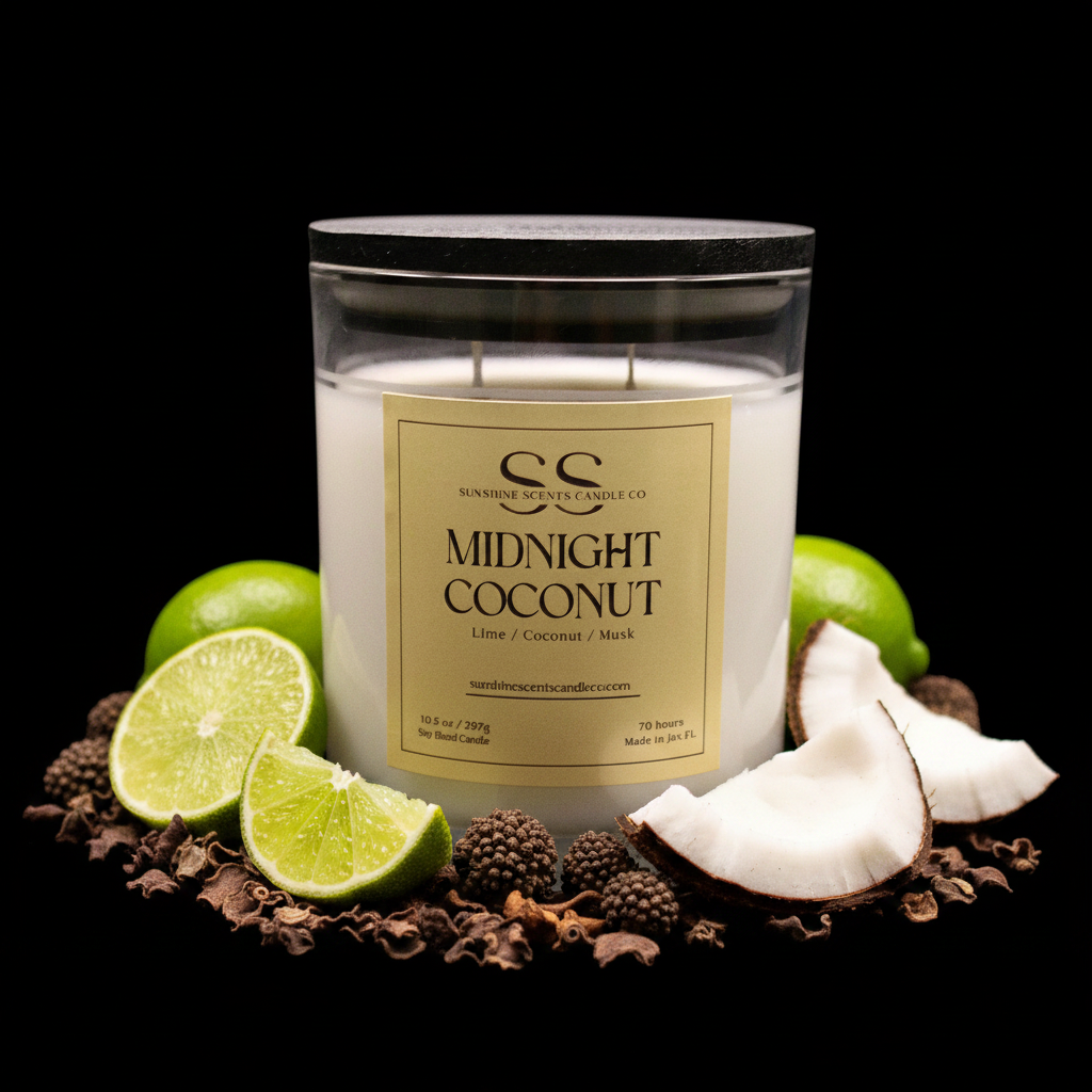 Midnight Coconut Scented Candle - Tropical Citrus & Vanilla (10.5oz)