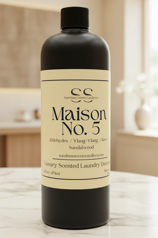 A large bottle of Maison No. 5 Laundry Detergent by Sunshine Scents Candle Co.