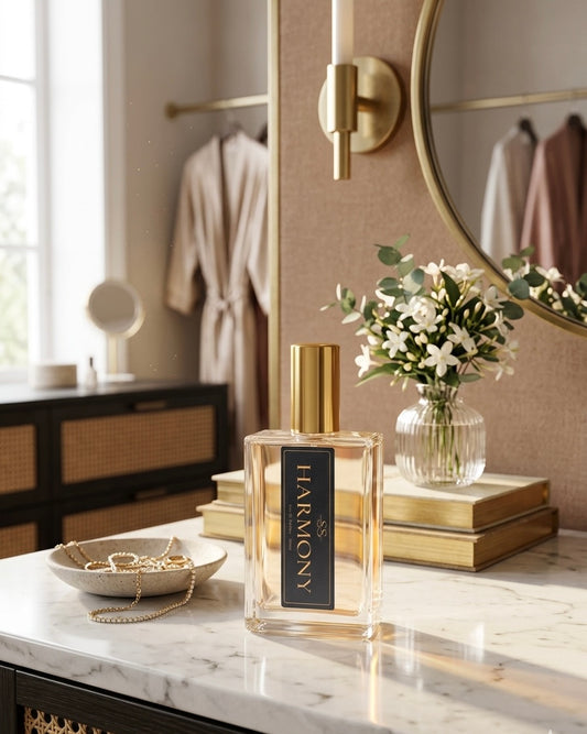 Harmony Eau de Parfum 100ml bottle by SunShine Scents Candle Co. — floral and warm fragrance
