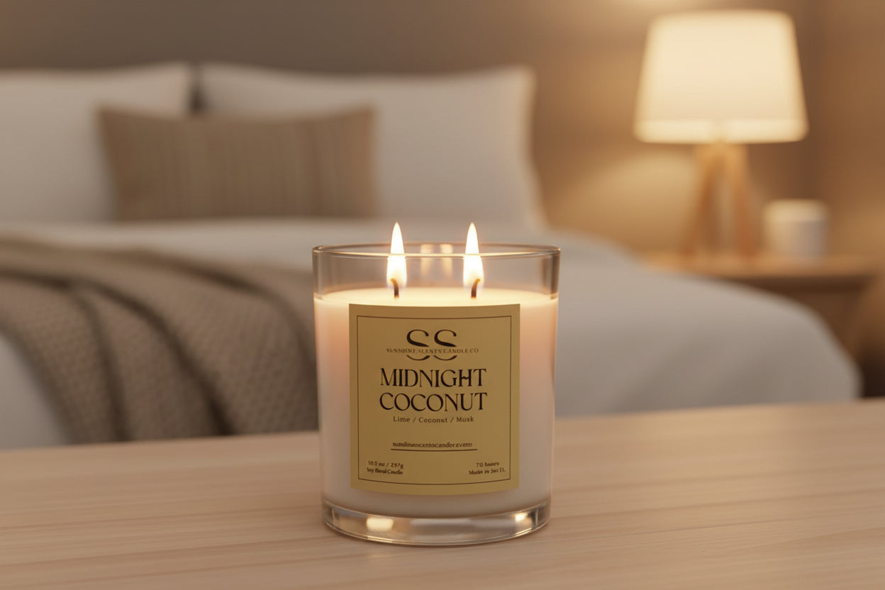 Midnight Coconut Scented Candle - Tropical Citrus & Vanilla (10.5oz)