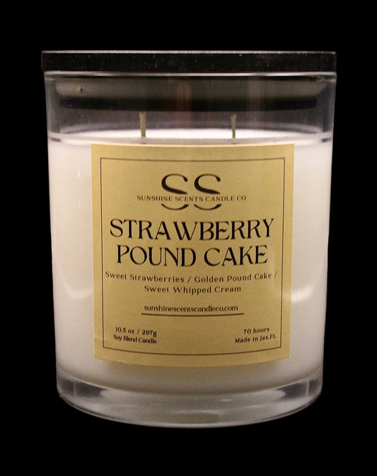 Strawberry Pound Cake Scented Candle - Sweet Dessert Fragrance (10.5oz)