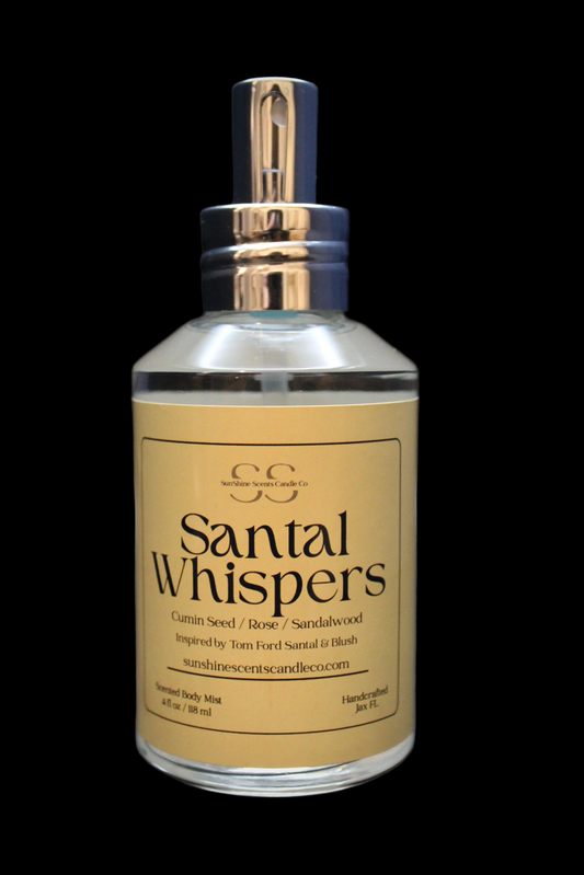 Santal Whispers Body Mist - Creamy Sandalwood & Soft Florals Body Spray 4oz