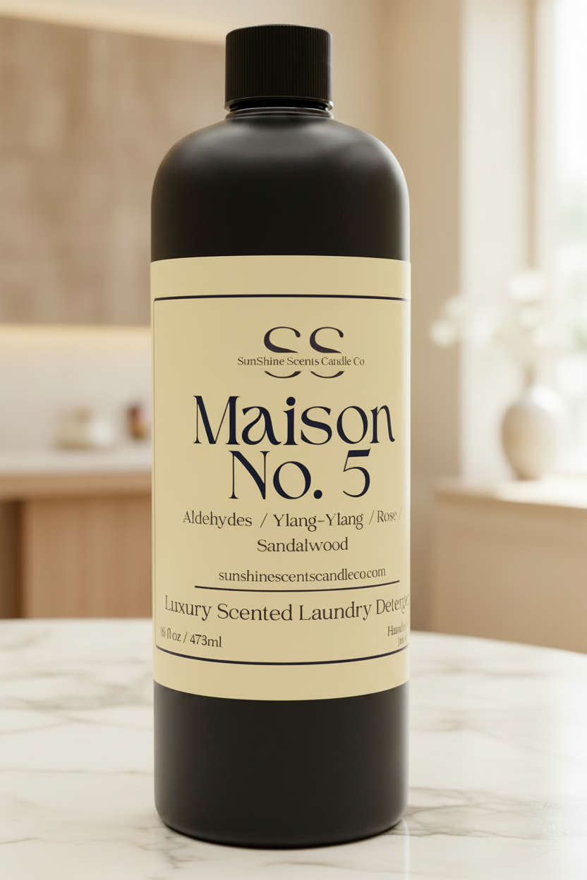 A large bottle of Maison No. 5 Laundry Detergent by Sunshine Scents Candle Co.