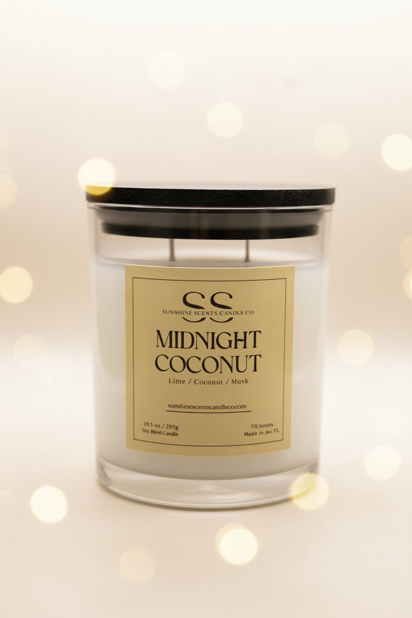 Midnight Coconut Scented Candle - Tropical Citrus & Vanilla (10.5oz)