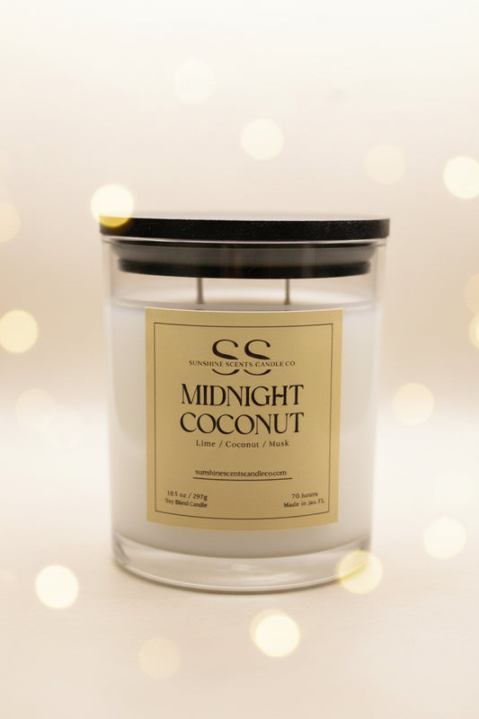 Midnight Coconut Scented Candle - Tropical Citrus & Vanilla (10.5oz)