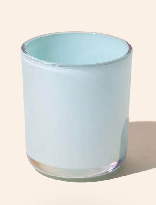 Iridescent Cloud: "Silver Haze 14.5 oz luxury coconut soy candle with wooden wick in iridescent cloud vessel — citrus, mint & oakmoss spa scent"